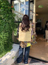 JNBY/江南布衣秋冬羽絨馬甲女寬松oversize立領(lǐng)無(wú)袖保暖蓬松5N9C12840 789/灰菊黃 M 曬單實(shí)拍圖