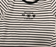 百圖betu女裝夏季新款T恤撞色領(lǐng)邊意趣圖案條紋棉感短袖女2503X05 黑白條 L 曬單實(shí)拍圖