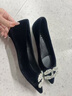 藍晨語(yǔ)依（LANCHENYUYI）法式尖頭淺口單鞋女低跟水鉆金絲絨2025年早秋新款工作鞋瓢鞋 黑色 1C 36 曬單實(shí)拍圖