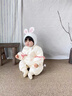 班喜迪嬰兒衣服秋冬裝嬰幼兒女寶寶連體衣公主加絨夾棉棉服冬季外出爬服 米色 73cm 曬單實(shí)拍圖