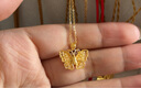 中銀億金花絲蝴蝶黃金項鏈女古法足金吊墜掛墜生日中秋節禮物送女友老婆 古法花絲蝴蝶吊墜+足金鏈-活動(dòng)款【金重約5.2g】 曬單實(shí)拍圖