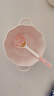 草莓陶瓷碗勺家用高顏值米飯碗少女心甜品碗釉下彩餐具套裝 【2件套】淺粉草莓小號湯碗+勺 曬單實(shí)拍圖