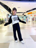 優(yōu)優(yōu)1點（Yoyo one）女童運動褲兒童春秋款2025新款秋季休閑闊腿褲女大童衛(wèi)褲秋裝褲子 15186黑色【升級款-耐磨耐穿】 160 曬單實拍圖