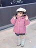 G.duck小黃鴨女童羽絨服冬季新款洋氣寶寶冬裝兒童加厚冬款短款棉服外套 粉紅色 120 碼建議身高110-120cm 曬單實(shí)拍圖