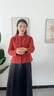 布符布符「紅針織連立領(lǐng)弧擺襯衫」2025年秋冬新品中式合體女士小上衣 紅色 M 曬單實(shí)拍圖