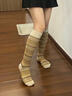 STARMARRY復古雙針小腿襪子女秋冬加厚保暖中筒襪拼色長(cháng)筒襪高筒毛線(xiàn)棉襪 淺卡其+卡其+橘色 均碼 曬單實(shí)拍圖