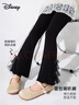 迪士尼女童褲子春秋款時(shí)髦女孩直筒長(cháng)褲微喇闊腿褲喇叭褲DL110023 黑140 曬單實(shí)拍圖