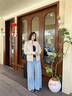 美麗衣櫥（BEAUTIFUL WARDROBE）天絲水洗牛仔褲女秋季款寬松垂感闊腿褲女休閑百搭拖地長(cháng)褲子女 曬單實(shí)拍圖
