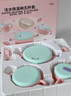 babycare兒童餐具輔食碗注水保溫碗不銹鋼叉勺寶寶吃飯喝水?huà)雰褐軞q禮盒粉 曬單實(shí)拍圖