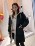 連帽棉衣女冬季韓版撞色寬松休閑百搭棉服外套中長(cháng)款棉襖J673 黑色 L （110-120斤） 曬單實(shí)拍圖