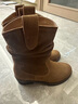 天美意西部靴粗跟百搭日常休閑一腳蹬潮流女靴2025新款KXZ15DZ5 絨面款-棕色 36 曬單實(shí)拍圖