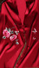 吳蠶里 絲巾真絲女士長(cháng)款手工刺繡牡丹花復古優(yōu)雅紅色外搭旗袍披肩圍巾 牡丹戀蝶-雙面酒紅 曬單實(shí)拍圖