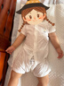 貝瑞加（Babyprints）嬰兒連體衣2件夏季短袖嬰兒衣服新生兒純棉哈衣輕薄爬服 白藍90 曬單實(shí)拍圖