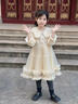 安妮優(yōu)兒（Anneyol）女童連衣裙冬裝小女孩秋冬款加絨裙子2025新款兒童秋季穿搭公主裙 香檳色加絨 160 曬單實(shí)拍圖