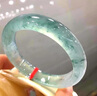 緬甸翡翠老坑手鐲高冰玻璃種藍綠飄花翡翠處理圓條貴妃玉鐲子送禮 53內徑尺寸帶禮盒 曬單實(shí)拍圖