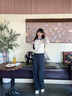 森馬（Semir）商場同款|森柔休閑褲女冬季仿呢撞色闊腿褲2025新款顯瘦軟糯長褲 花灰色調(diào)00300 S 曬單實拍圖