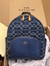 蔻馳（COACH）新款奧萊女士女包經(jīng)典標志丹寧布牛仔COURT背包大容量 IM/丹寧藍色/天然色 曬單實(shí)拍圖