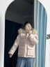 雪中飛（SNOWFLYING）白色工裝派克短款羽絨服2025冬季新款加厚大毛領(lǐng)白鴨絨外套女 粉紅色 【配貉子大毛領(lǐng)】 L 135-150斤 曬單實(shí)拍圖
