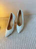 Lily Wei【兮顏】法式絕美主婚紗婚鞋名媛氣質(zhì)優(yōu)雅單鞋小碼 米白色【跟高10cm】 36 曬單實(shí)拍圖