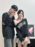 TRYFORLOVE美式字母斜肩情侶裝衛衣2025新款春秋款一字肩秋季寬松百搭外套男 黑色 常規 XL 男衛衣 曬單實(shí)拍圖