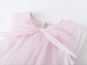 迷你巴拉網(wǎng)紗連衣裙女童撞色甜美蝴蝶結A擺無(wú)袖公主裙禮物 粉紅A61312 130 曬單實(shí)拍圖