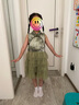 ASK JUNIOR國風新中式兒童旗袍裙夏女童拼接網(wǎng)紗裙蛋糕裙連衣裙 綠色  120  曬單實拍圖