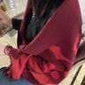 恒源祥圍巾女秋冬季高檔禮品圍巾披肩兩用時(shí)尚雙面保暖流蘇長(cháng)款圍脖潮 (向日葵)酒紅 曬單實(shí)拍圖