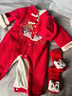 迪士尼（Disney）滿(mǎn)月百日周歲嬰兒衣服秋冬款加絨男女寶寶國風(fēng)連體衣冬裝中式哈衣 連體衣+襪子+帽子 66cm 曬單實(shí)拍圖