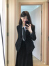 晨芙職業(yè)西裝套裝女大學(xué)生正裝面試穿搭春秋小個(gè)子通勤休閑女西服外套 5551黑色西裝單件 XL 建議110-120斤 曬單實(shí)拍圖