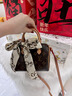 香港輕奢2025新款潮女士迷你波士頓包經(jīng)典老花單肩包枕頭包斜挎包 咖啡色小號 曬單實(shí)拍圖
