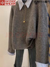 SNYDER WEAR灰色假兩件polo襯衫領(lǐng)內(nèi)搭毛衣女秋季短款慵懶風(fēng)寬松打底針織上衣 灰色毛衣 XL 建議115-130斤 曬單實(shí)拍圖
