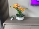 高檔蕙蘭仿真花假花帶花瓶套裝擺件家居客廳電視柜餐桌前臺裝飾花 白瓶+黃色套裝 曬單實(shí)拍圖