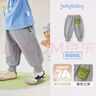 JELLYBABY[7A抗菌]男童秋褲子寶寶寬松休閑衛(wèi)褲男孩帥氣運動秋裝兒童長褲男 花灰 130 曬單實拍圖