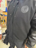坦野大碼男裝夾克秋冬夾棉美式棒球服加厚保暖拼接休閑外套加肥上衣潮 t22394黑色 常規 7XL 【建議260-280斤】 曬單實(shí)拍圖