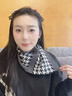 桑咻秋冬針織圍脖保暖護頸假領(lǐng)方便套頭脖套懶人圍巾男女通用三角巾 三角套頭圍脖-黑千鳥(niǎo)格 曬單實(shí)拍圖