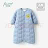 棉棉柔寶寶睡袍冬季嬰兒睡衣秋冬款夾棉加厚兒童加絨純棉男童女幼兒睡袋 霧灰藍 100 曬單實(shí)拍圖