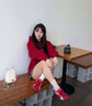 環(huán)球女鞋內增高德訓鞋女2025秋季新款透氣厚底百搭休閑運動(dòng)板鞋子女 紅色 38 曬單實(shí)拍圖