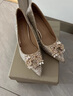 啄木鳥(niǎo)法式高跟鞋夏季女2025年新款水晶鞋婚鞋新娘鞋主婚紗鞋子結婚小眾 銀色【太陽(yáng)花】6厘米 37 曬單實(shí)拍圖