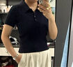 伊芙麗蔣欣代言百搭休閑POLO領(lǐng)修身針織衫女2025夏裝新款通勤上衣女 沉檀灰 S 80-100斤 曬單實(shí)拍圖