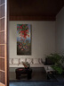 水云嵐玄關(guān)墻裝飾畫(huà)新中式純手繪定制油畫(huà)輕奢入戶(hù)走廊墻壁畫(huà)高級感掛畫(huà) 【荔枝九魚(yú)圖】A款 【80X160cm】適合1-1.3米墻壁 拉絲鋁合金框 曬單實(shí)拍圖