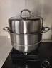 康巴赫304不銹鋼三層蒸鍋蒸籠復底大湯蒸鍋多功能鍋具28cm燃氣灶通用 曬單實(shí)拍圖