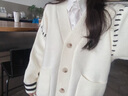 智宙小熊刺繡針織開(kāi)衫外套女士針織秋冬季衣服女裝新款慵懶風(fēng)洋氣外搭 【均碼】米白開(kāi)衫毛衣 曬單實(shí)拍圖
