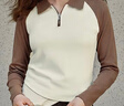 森馬（Semir）POLO衫女短款拼色插肩袖修身上衣小個(gè)子秋顯瘦套頭衫101524115003 曬單實(shí)拍圖