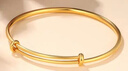 牧笛（MUDI） 黃金手鐲18k金粗可調節光面素圈手環(huán)輕奢情人禮物送女友紀念 圈直徑約5.5cm 曬單實(shí)拍圖