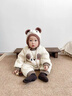 班喜迪嬰兒衣服秋冬裝嬰幼兒連體衣加絨夾棉男寶寶哈衣冬季超萌外出爬服 米色 80cm 曬單實(shí)拍圖