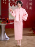 景華年婚嫁喜慶禮服新中式漢服女裝古風(fēng)國風(fēng)提花亮片釘珠上衣旗袍裙套裝 粉色上衣（圓領(lǐng)） M （建議85-100斤） 曬單實(shí)拍圖