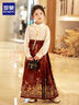 羅蒙漢服女童古裝中國風(fēng)馬面裙兒童演出服 焦紅織金馬面裙兩件套 140 曬單實(shí)拍圖