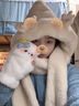 QUEEN TRIP新款可愛(ài)卡通貓咪毛絨手套女冬季翻蓋半指觸屏加厚騎行保暖手套 貓咪手套 曬單實(shí)拍圖