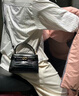 CHARLES&KEITH鱷魚(yú)紋凱莉包手提斜挎婚包包女包生日禮物CK2-50270880-1 Black黑色 S 曬單實(shí)拍圖