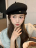 啄木鳥(niǎo)貝雷帽女秋冬顯臉小韓系復古氣質(zhì)八角帽高級感小香風(fēng)畫(huà)家帽子 博雅黑 曬單實(shí)拍圖